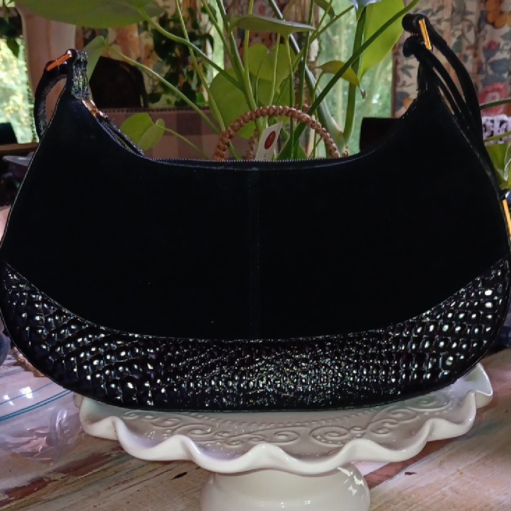 Etienne Aigner Black Textured Hobo Bag